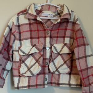 Zara Red and Cream Plaid Kids Jacket